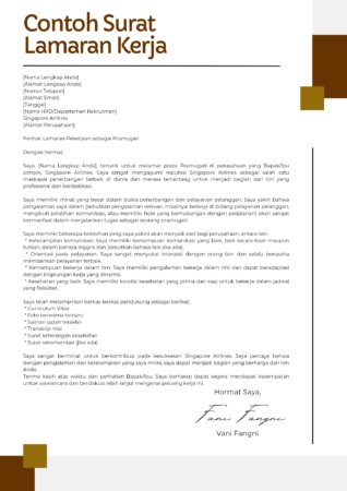 Cara Menulis Surat Lamaran Kerja Pramugari untuk Singapore Airlines