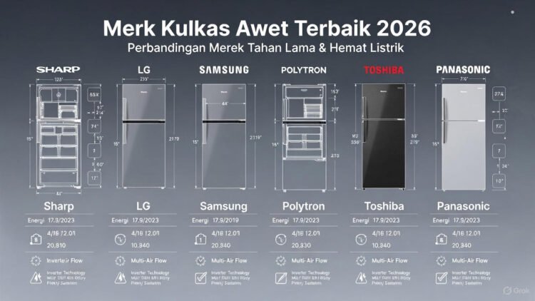 Merk Kulkas Awet Terbaik 2026: Perbandingan Merek Tahan Lama & Hemat Listrik
