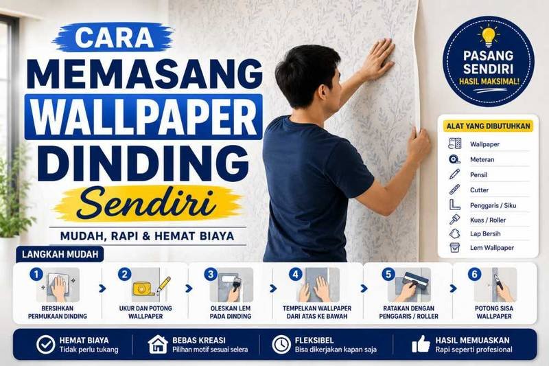 Cara Memasang Wallpaper Dinding Sendiri di Rumah: Panduan Lengkap 2026 Anti Gagal
