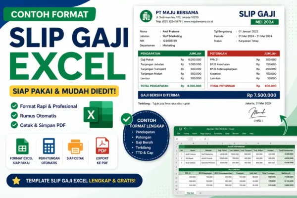 Contoh Format Slip Gaji Excel 2026: Download Gratis & Cara Buat Otomatis