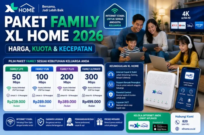 Paket Family XL Home 2026: Harga, Kuota & Kecepatan