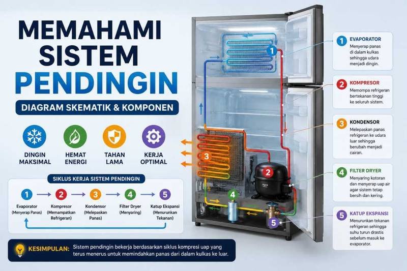 Memahami Sistem Pendingin: Diagram Skematik, Cara Kerja & 7 Komponen Utamanya