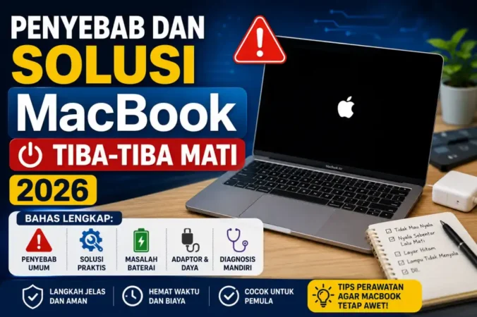 Penyebab dan Solusi MacBook Tiba-Tiba Mati 2026