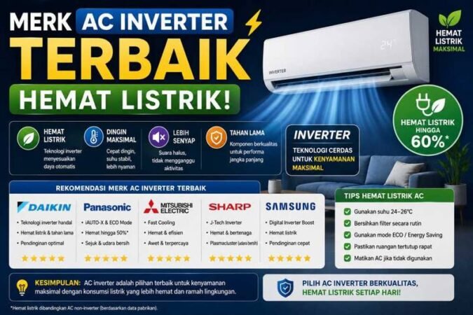 merk AC inverter terbaik, AC inverter hemat listrik, rekomendasi AC inverter