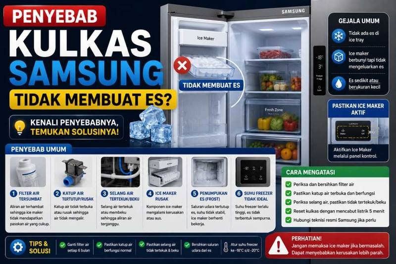 9 Penyebab Kulkas Samsung Tidak Menghasilkan Es & Cara Mengatasinya 2026