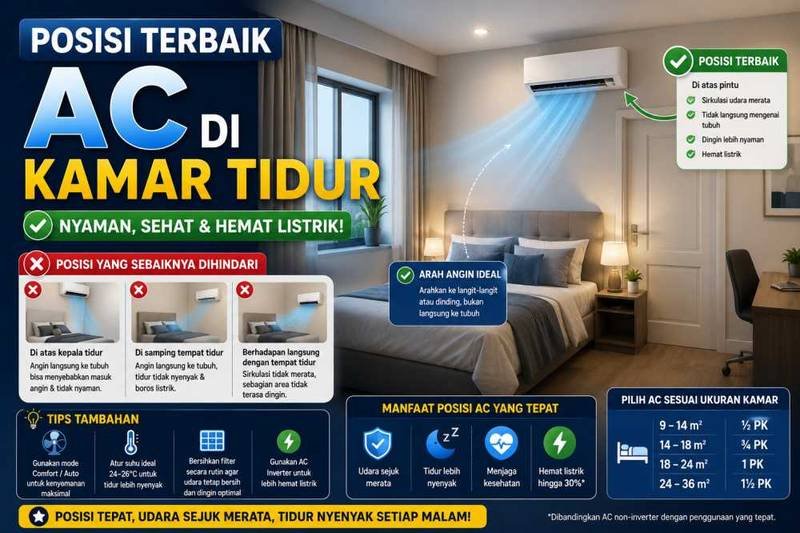 Posisi AC di Kamar Tidur 2026: Tidur Nyenyak, Hemat Listrik, Hindari Penyakit