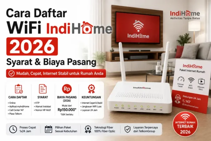 Cara Daftar WiFi IndiHome 2026, Syarat & Biaya Pasang