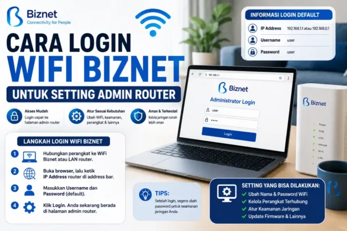 Cara Login WiFi Biznet untuk Setting Admin Router