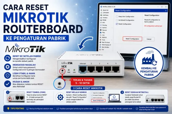 Cara Reset Mikrotik RouterBOARD ke Pengaturan Pabrik