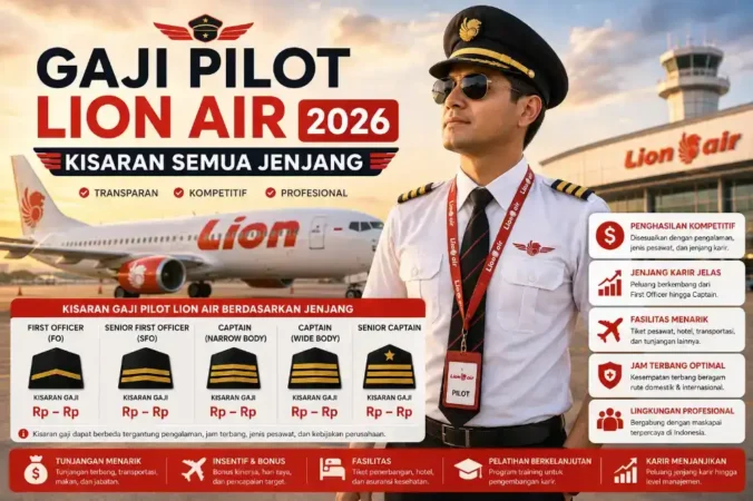 Gaji Pilot Lion Air 2026: Kisaran Semua Jenjang