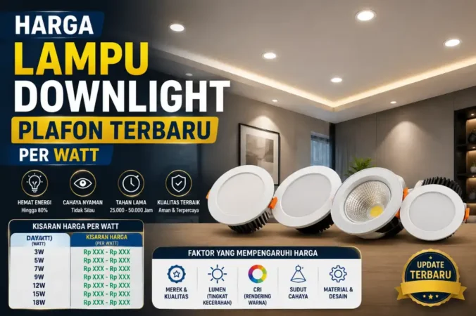 Harga Lampu Downlight Plafon Terbaru per Watt
