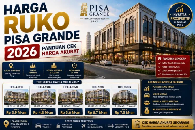 Harga Ruko Pisa Grande 2026: Panduan Cek Harga Akurat