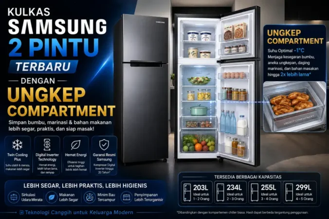 Kulkas Samsung 2 Pintu Terbaru dengan Ungkep Compartment