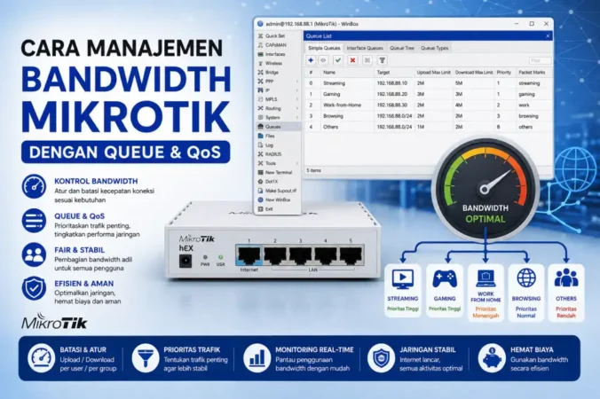 Cara Manajemen Bandwidth Mikrotik dengan Queue & QoS