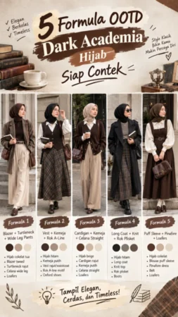 5 Formula OOTD Dark Academia Hijab Siap Contek