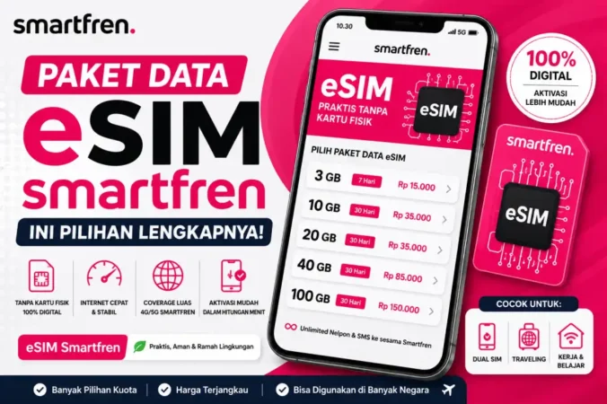 Paket Data eSIM Smartfren, Ini Pilihan Lengkapnya