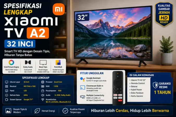 Spesifikasi Lengkap Xiaomi TV A2 32 Inci