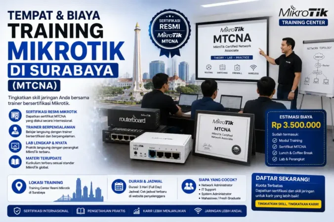 Tempat dan Biaya Training Mikrotik di Surabaya (MTCNA)