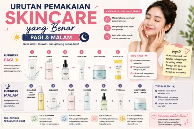 Urutan Pemakaian Skincare yang Benar Pagi & Malam
