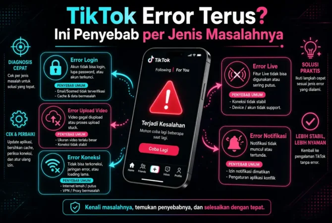 TikTok Error Terus? Ini Penyebab per Jenis Masalahnya