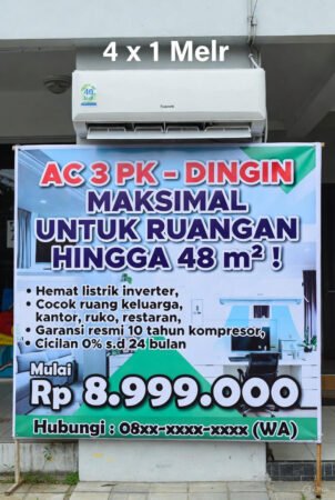 3hp AC untuk ruangan ukuran berapa
