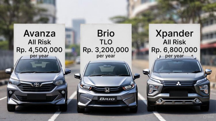 Biaya Asuransi Mobil Avanza, Brio, Xpander per Tahun (All Risk & TLO)