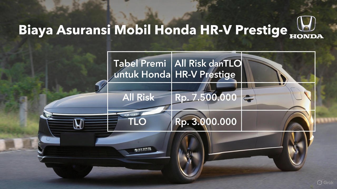 Biaya Asuransi Mobil Honda HR-V Prestige 2026: Estimasi Premi All Risk dan TLO Terbaru
