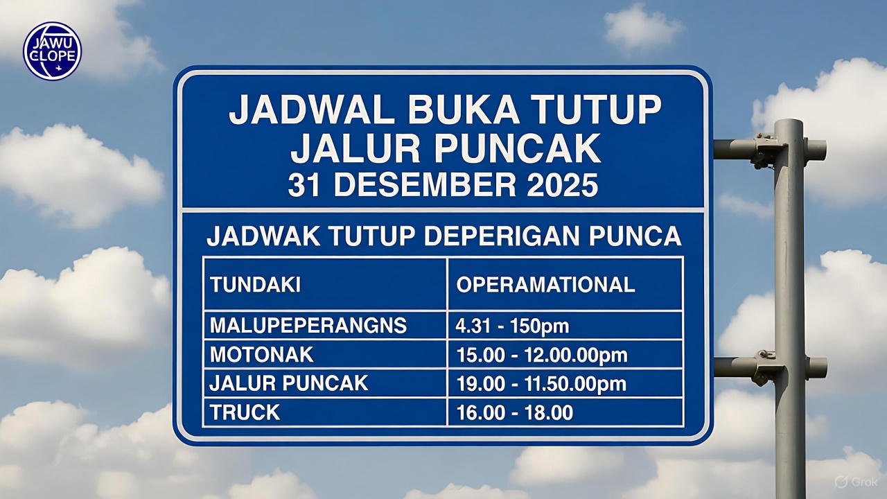 Jadwal Buka Tutup Jalur Puncak 31 Desember 2025: Aturan One Way & Contra Flow Lengkap