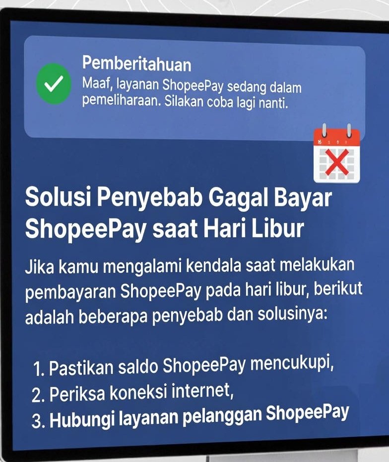 Solusi & Penyebab Gagal Bayar ShopeePay Hari Libur Terbaru 2026