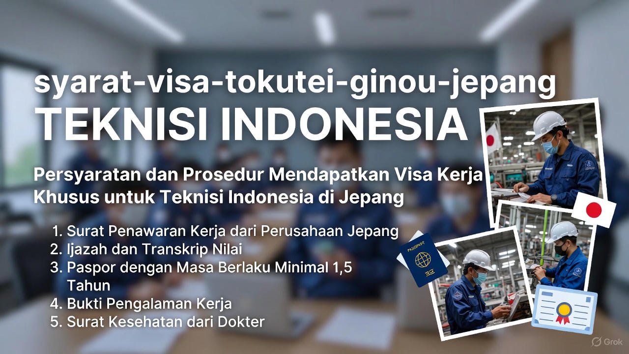 Syarat Visa Tokutei Ginou Jepang Teknisi Indonesia 2026: Panduan Lengkap