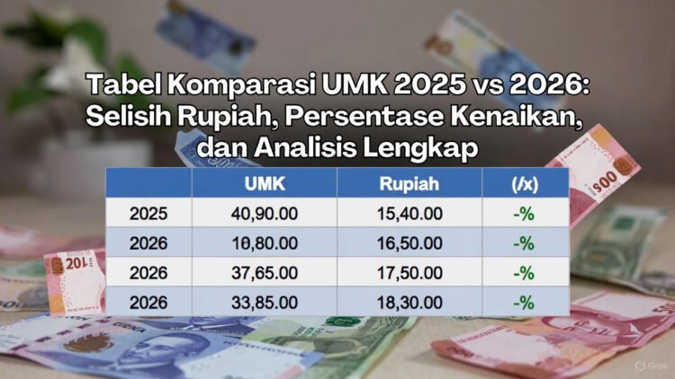 Tabel Komparasi UMK 2025 vs 2026: Selisih Rupiah, Persentase Kenaikan, dan Analisis Lengkap