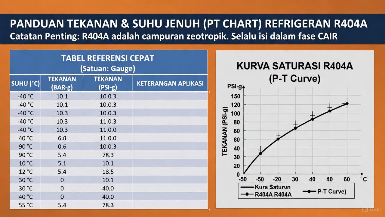 Tabel Tekanan Freon R404A Dalam PSI: Lengkap + Diagram Tekanan
