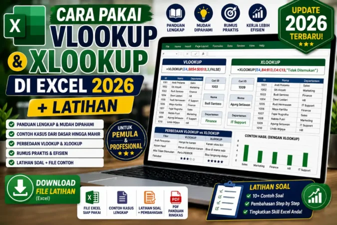 Cara Pakai VLOOKUP & XLOOKUP di Excel 2026 + Latihan