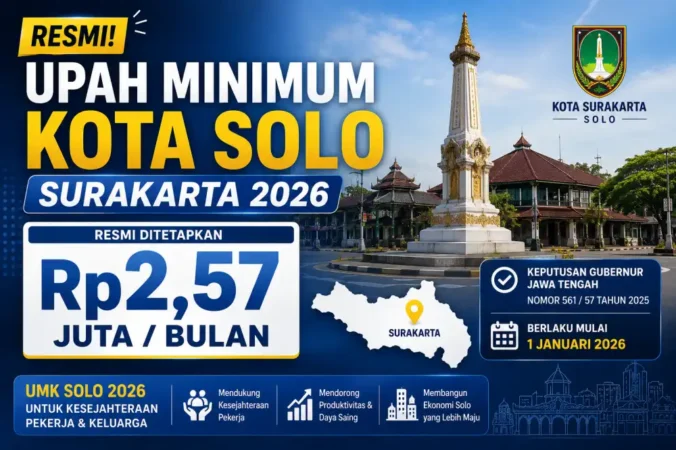 Upah Minimum Kota Solo Surakarta 2026 Resmi Rp2,57 Juta