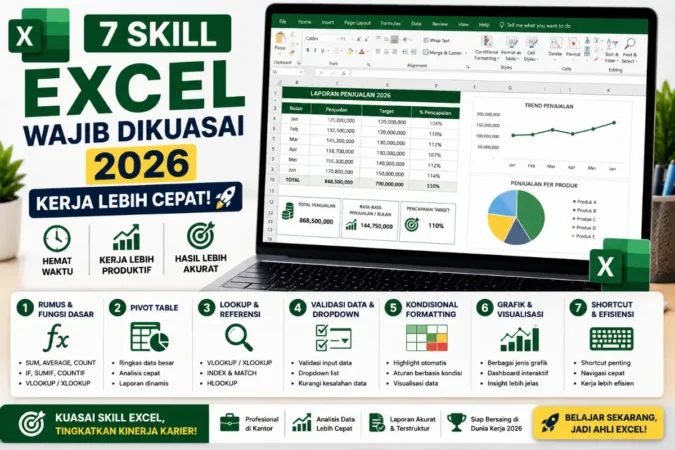 7 Skill Excel Wajib Dikuasai 2026: Kerja Lebih Cepat