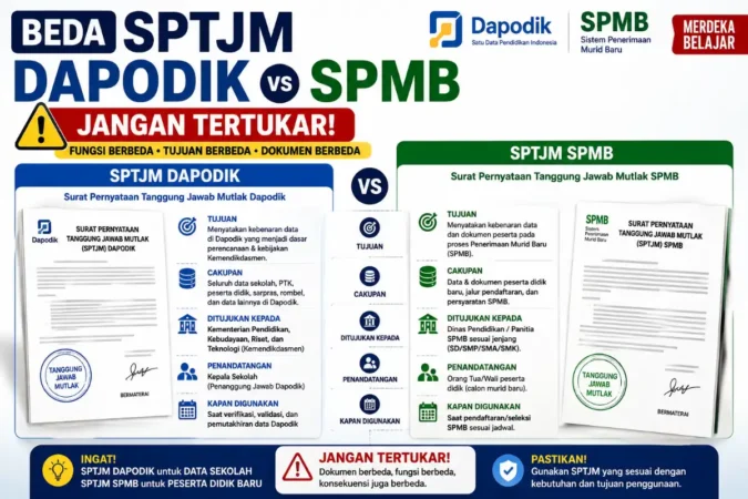 Beda SPTJM Dapodik vs SPTJM SPMB, Jangan Tertukar