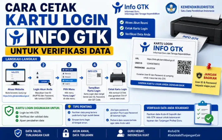 Cara Cetak Kartu Login Info GTK untuk Verifikasi Data