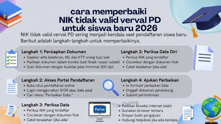 Cara Memperbaiki NIK Tidak Valid di Verval PD untuk Siswa Baru 2026: Panduan Lengkap Perbaikan Data Dukcapil dan Residu