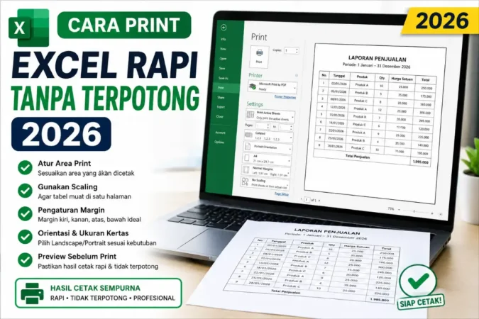 Cara Print Excel Rapi Tanpa Terpotong 2026