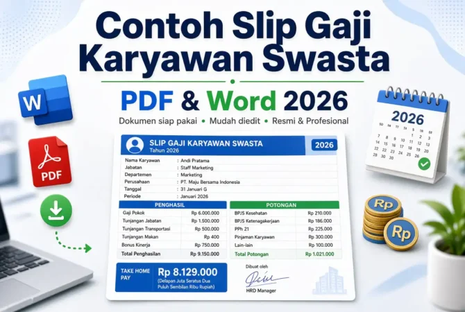 Contoh Slip Gaji Karyawan Swasta PDF & Word 2026