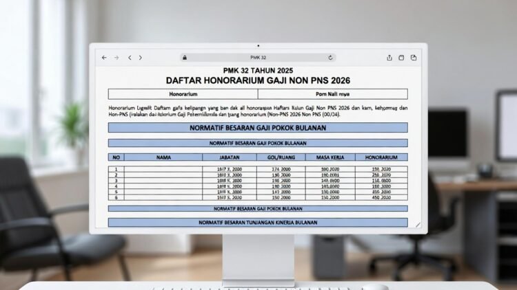 Daftar Honorarium Gaji Non-PNS 2026 Berdasarkan PMK 32/2025: Besaran Terbaru dan Ketentuan Lengkap