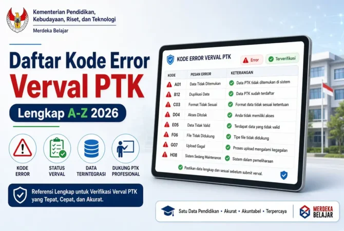Daftar Kode Error Verval PTK Lengkap A-Z 2026
