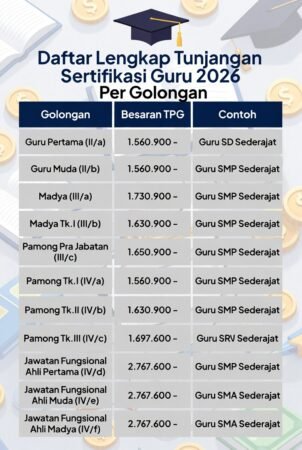 Daftar Lengkap Tunjangan Sertifikasi Guru 2026: Besaran TPG per Golongan Setelah Skema Baru Pencairan Bulanan