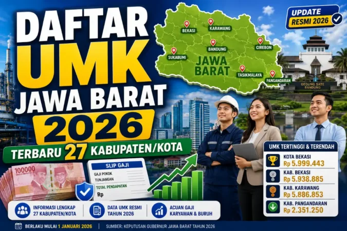 Daftar UMK Jawa Barat 2026 Terbaru 27 Kab/Kota