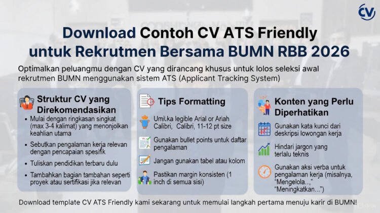 Download Contoh CV ATS Friendly untuk Rekrutmen Bersama BUMN (RBB) 2026: Template Gratis dan Tips Lolos Screening