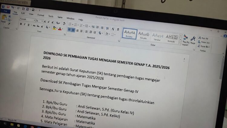 Download SK Pembagian Tugas Mengajar Semester Genap 2026 (Word): Contoh & Format Terbaru