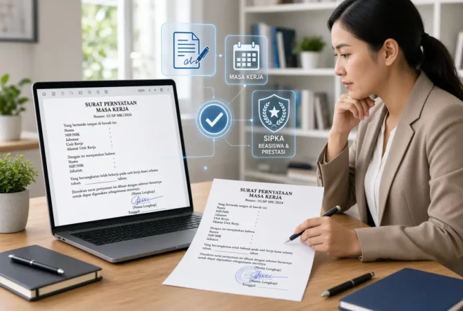 Format Surat Pernyataan Masa Kerja SIPKA: Tanpa Kop Surat