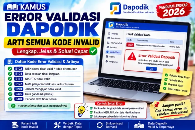 Kamus Error Validasi Dapodik: Arti Semua Kode Invalid
