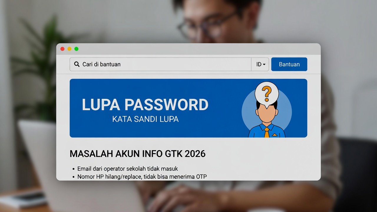 Masalah Umum Akun Info GTK 2026: Lupa Password Email Dibuat Operator Sekolah & Pemulihan OTP Saat HP Hilang