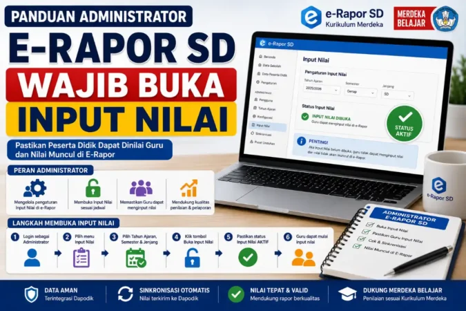 Panduan Administrator E-Rapor SD: Wajib Buka Input Nilai